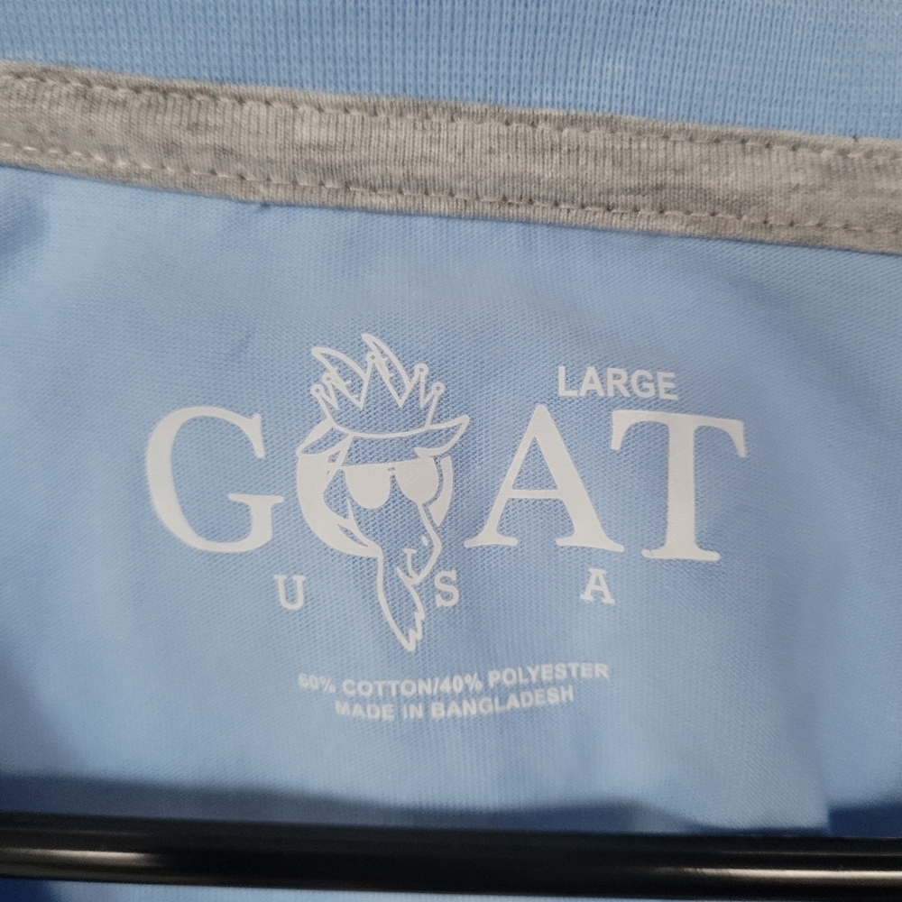 GOAT Light Blue Graphic Tee with Goat Patch Size L - Picture 3 of 9